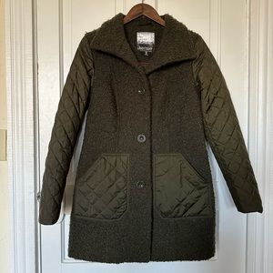 Kensie Olive Green Quilted Jacket (S)